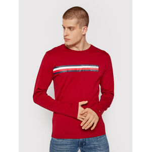 Tommy Hilfiger pánské červené tričko s dlouhým rukávem - XL (XIT)